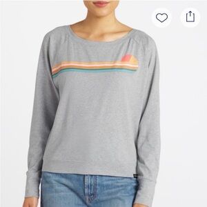 Prana Light Gray Pullover with Sunset Stripe